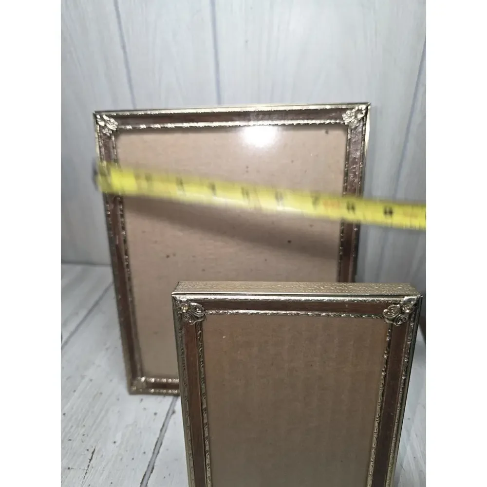 Vintage Gold Tone Art Deco Baroque Picture Frame MCM Faux Wood Detail Ornate